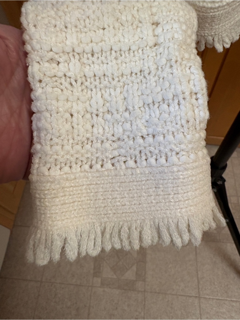 INTERMIX Cream Ivory Fringe Tweed Knit Jacket Collarless Open Front Small Size 2 - Picture 10 of 16